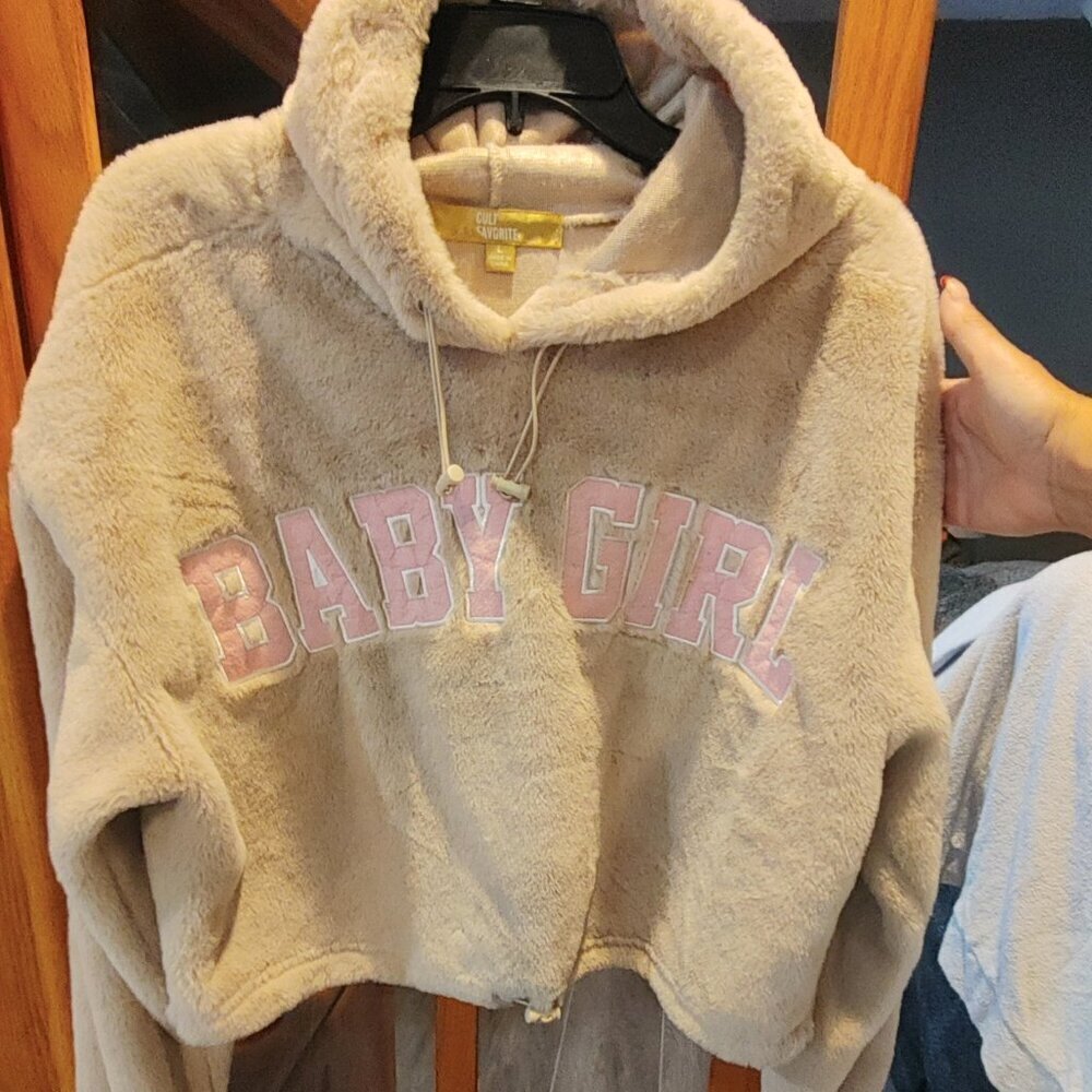 Cult Favorite Faux Fur Baby Girl Crop Hoodie